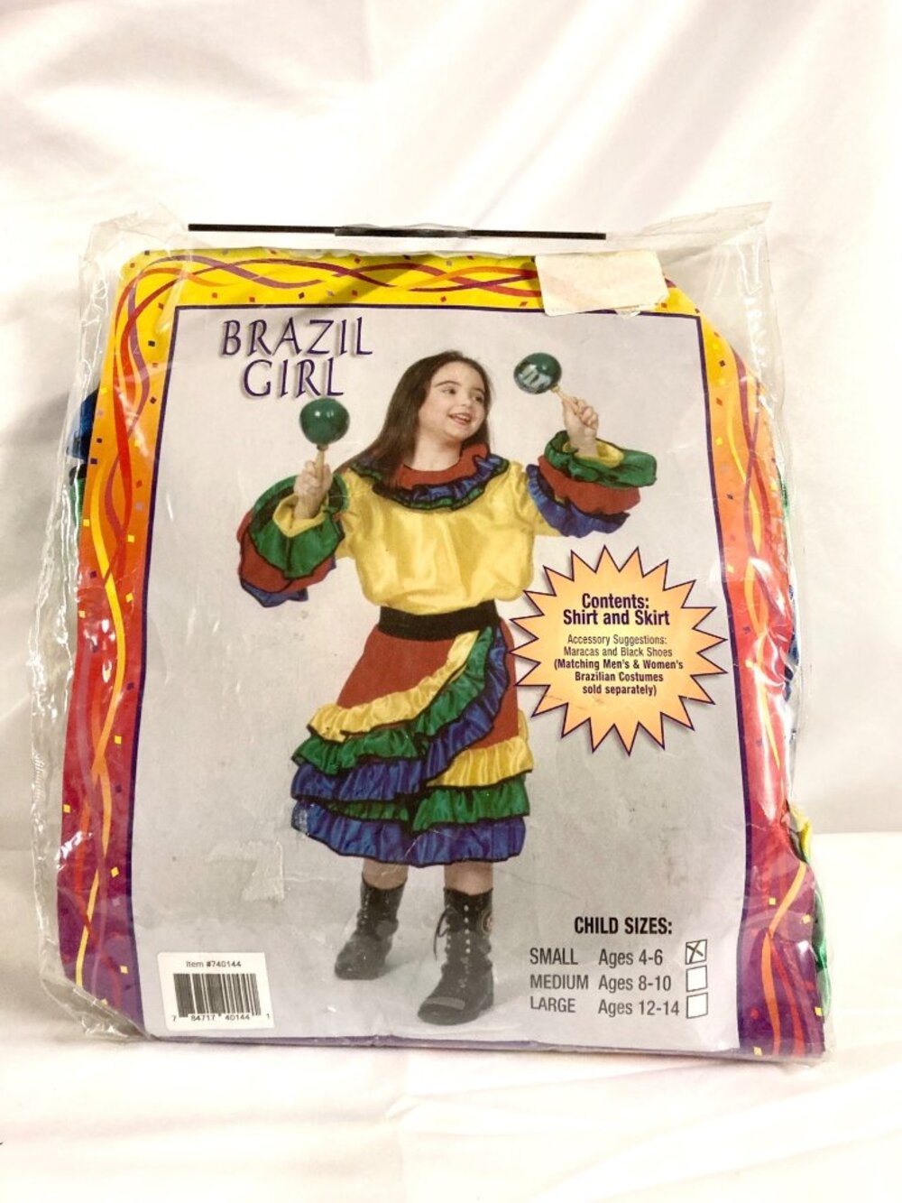 Brazil Girl Child Costume Small Ages 4-6 Shirt & Skirt Multicolor Fun World